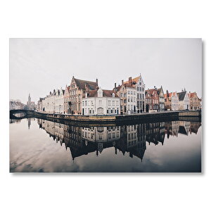 Belçika Brugge Kanallar Ve Binalar  Mdf Ahşap Tablo 35x50 cm