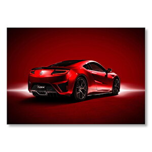 Kırmızı Arkaplan Kırmızı Acura Nsx  Mdf Ahşap Tablo 50x70 cm