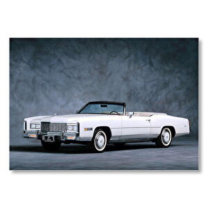Beyaz Cadillac Cabrio  Mdf Ahşap Tablo 50x70 cm