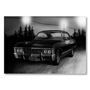 Siyah Klasik Chevrolet  Mdf Ahşap Tablo 25x35 cm