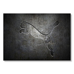 Eskitme Duvar Zeminde Puma Amblemi  Mdf Ahşap Tablo 35x50 cm