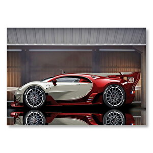 Kırmızı Beyaz Bugatti Veyron Eb 164  Mdf Ahşap Tablo 25x35 cm