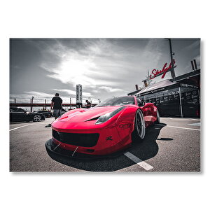 Kırmızı Ferrari Önden Görünüş  Mdf Ahşap Tablo 35x50 cm