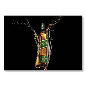Siyah Arkaplan Johnnie Walker Green Label  Mdf Ahşap Tablo 50x70 cm