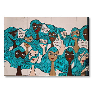 Kadınlar Okyanus Propagandası  Mdf Ahşap Tablo 35x50 cm