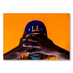 Lakers Bereli Siyahi Adam  Mdf Ahşap Tablo 25x35 cm