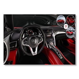 Kırmızı Acura Nsx Kokpit  Mdf Ahşap Tablo 35x50 cm