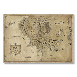 Sauron Gözünde Orta Dünya Haritası Mordor  Mdf Ahşap Tablo 25x35 cm