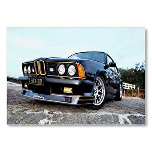 Bmw E 28 Siyah Ön Alt Görünüş  Mdf Ahşap Tablo 35x50 cm