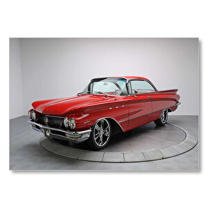 Kırmızı Kuyruklu Buick Klasik  Mdf Ahşap Tablo 35x50 cm