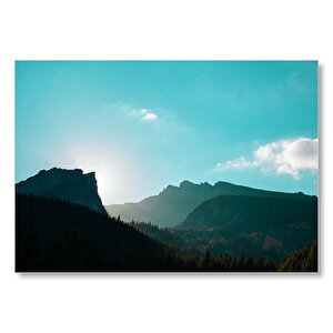 Orman Dağlar Ve Güneş Işıkları  Mdf Ahşap Tablo 50x70 cm