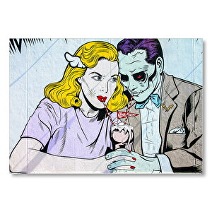 Joker Ve Harley Quinn Vintage  Mdf Ahşap Tablo 35x50 cm