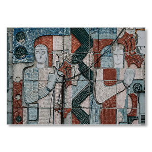 Tarihi Duvar Mozaiği Adam Ve Kadın  Mdf Ahşap Tablo 25x35 cm