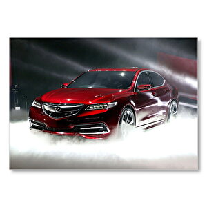 Kırmızı Acura Tlx Ve Sisler  Mdf Ahşap Tablo 50x70 cm