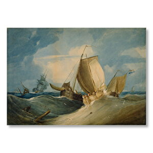 Dev Dalgalardaki Gemiler  Mdf Ahşap Tablo 50x70 cm