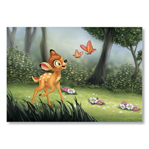 Bambi Ve Kelebekler  Mdf Ahşap Tablo 25x35 cm