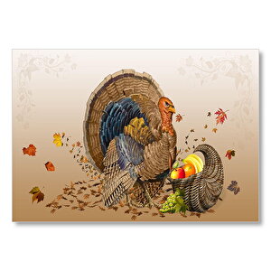 Kabarık Hindi Ve Sepette Meyveler  Mdf Ahşap Tablo 25x35 cm