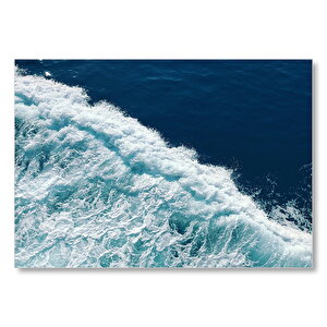Deniz Üzerinde Bembeyaz Dalgalar Ve Köpükler  Mdf Ahşap Tablo 50x70 cm