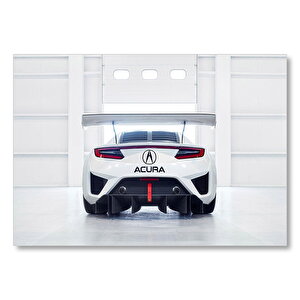Beyaz Acura Nsx Gt3 Arka Görünüş  Mdf Ahşap Tablo 35x50 cm