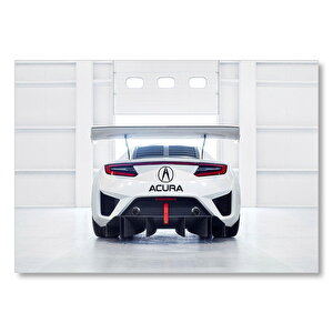 Beyaz Acura Nsx Gt3 Arka Görünüş  Mdf Ahşap Tablo 25x35 cm