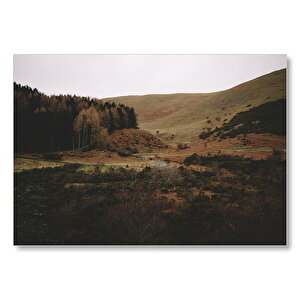 Orman Dağlar Ve Ortasındaki Otoyol  Mdf Ahşap Tablo 50x70 cm