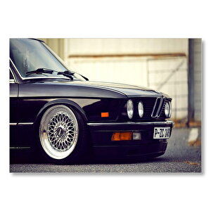 Bmw E 28 Siyah Sağ Ön Detay  Mdf Ahşap Tablo 50x70 cm