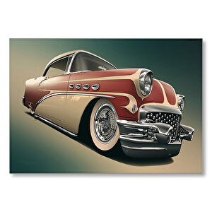 1956 Buick Special Kırmızı Beyaz  Mdf Ahşap Tablo 50x70 cm