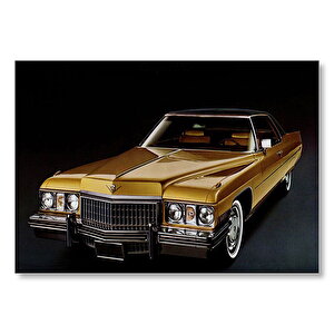 Altın Rengi Cadillac Siyah Arka Plan  Mdf Ahşap Tablo 25x35 cm