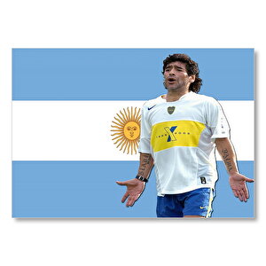 Diego Maradona Buka Junior Takımında  Mdf Ahşap Tablo 35x50 cm