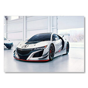 Beyaz Acura Nsx Gt3  Mdf Ahşap Tablo 50x70 cm