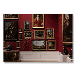 Kırmızı Duvarda Antikalar  Mdf Ahşap Tablo 50x70 cm