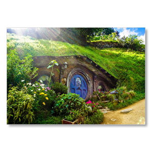Hobbit Evi Ve Bahçesi  Mdf Ahşap Tablo 35x50 cm