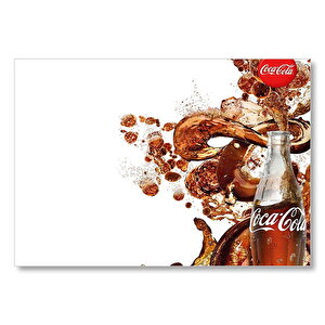 Beyaz Zeminde Coca Cola Şişesi Ve Köpükler  Mdf Ahşap Tablo 35x50 cm