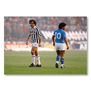 Diego Maradona Michel Platini  Mdf Ahşap Tablo 35x50 cm