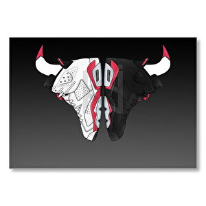 Basket Ayakkabılarından Bulls Amblemi  Mdf Ahşap Tablo 50x70 cm