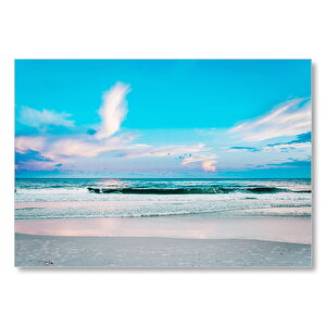 Bulutlar Kumsal Ve Sakin Deniz  Mdf Ahşap Tablo 50x70 cm