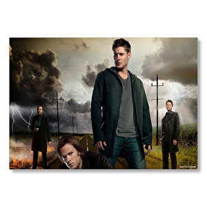 Supernatural Erkek Karakterler  Mdf Ahşap Tablo 35x50 cm