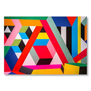Karışık Renkli Geometrik Şekiller  Mdf Ahşap Tablo 25x35 cm