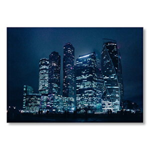 Gece Ve Gökdelenler  Mdf Ahşap Tablo 50x70 cm