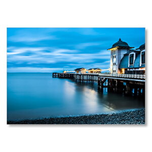 Rüya Deniz Ve İskelesiyle Uzanan Bina  Mdf Ahşap Tablo 50x70 cm