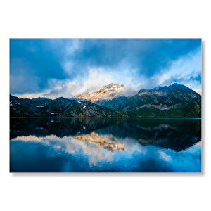Karlı Dağlar Ve Berrak Göl  Mdf Ahşap Tablo 25x35 cm