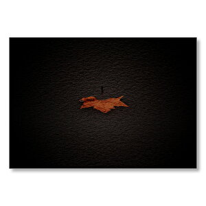 Karanlık Zeminde Kurumuş Çınar Yaprağı  Mdf Ahşap Tablo 50x70 cm