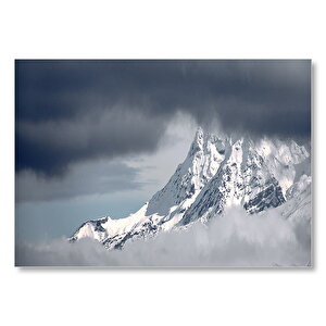 Karlı Dağlar Ve Gri Gökler  Mdf Ahşap Tablo 35x50 cm