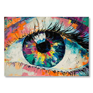 Modern Sanat Renli Boyama Kadın Gözü  Mdf Ahşap Tablo 50x70 cm
