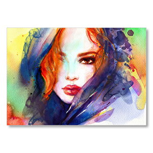 Modern Sanat Başı Örtülü Kadın  Mdf Ahşap Tablo 50x70 cm