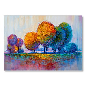 Modern Sanat Renkli Ağaç Doğa Görseli  Mdf Ahşap Tablo 25x35 cm