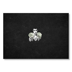 Yaralı Yüz Tony Montana Dolarlar  Mdf Ahşap Tablo 25x35 cm