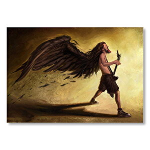 Elektrogitar Çalan Adam Karikatürize  Mdf Ahşap Tablo 25x35 cm