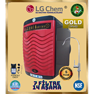 Gold Kirmizi Abs Kirilmaz Kasa Pompali Montaj Dahi̇l 12 Li̇tre 7 Fi̇li̇tre 14 Aşama Su Aritma Ci̇hazi