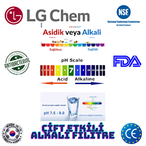 Lg Chem Platinum Si̇yah Montaj Dahi̇l 7 Fi̇li̇tre 14 Aşama Mi̇neral Ve Alkali̇ Ph Fi̇li̇treli̇ Su Aritma Ci̇hazi.